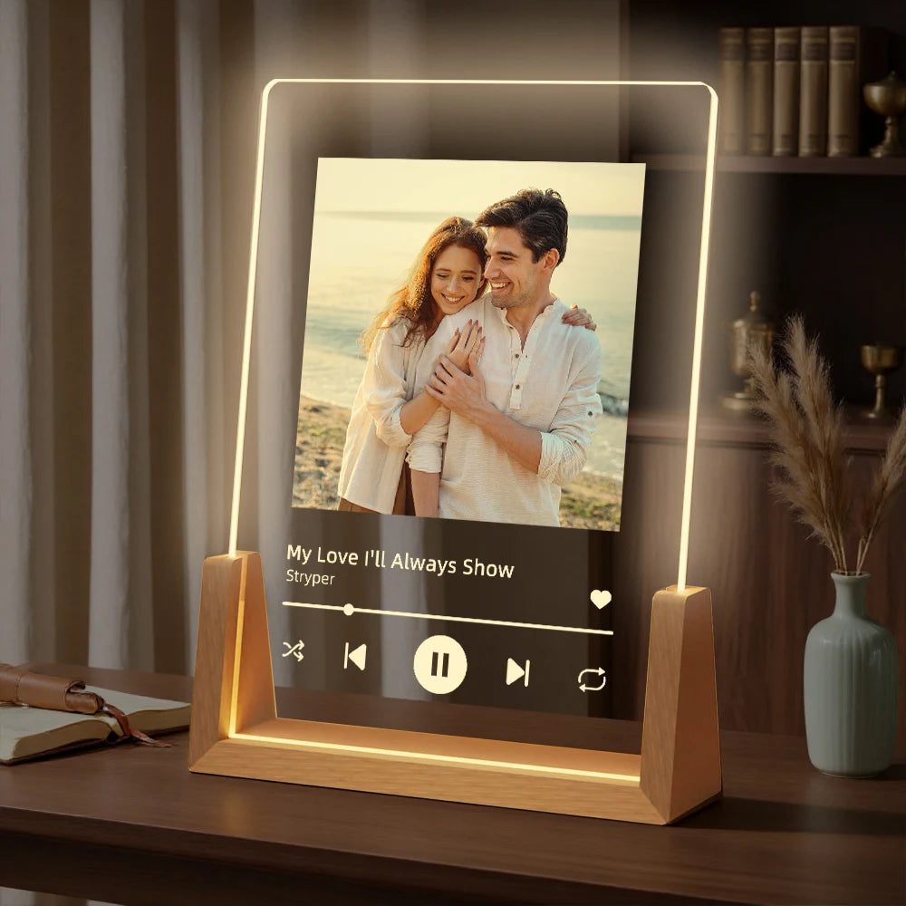 Personalized Photo Music Night Light — Custom Acrylic Lamp with Photo & Song