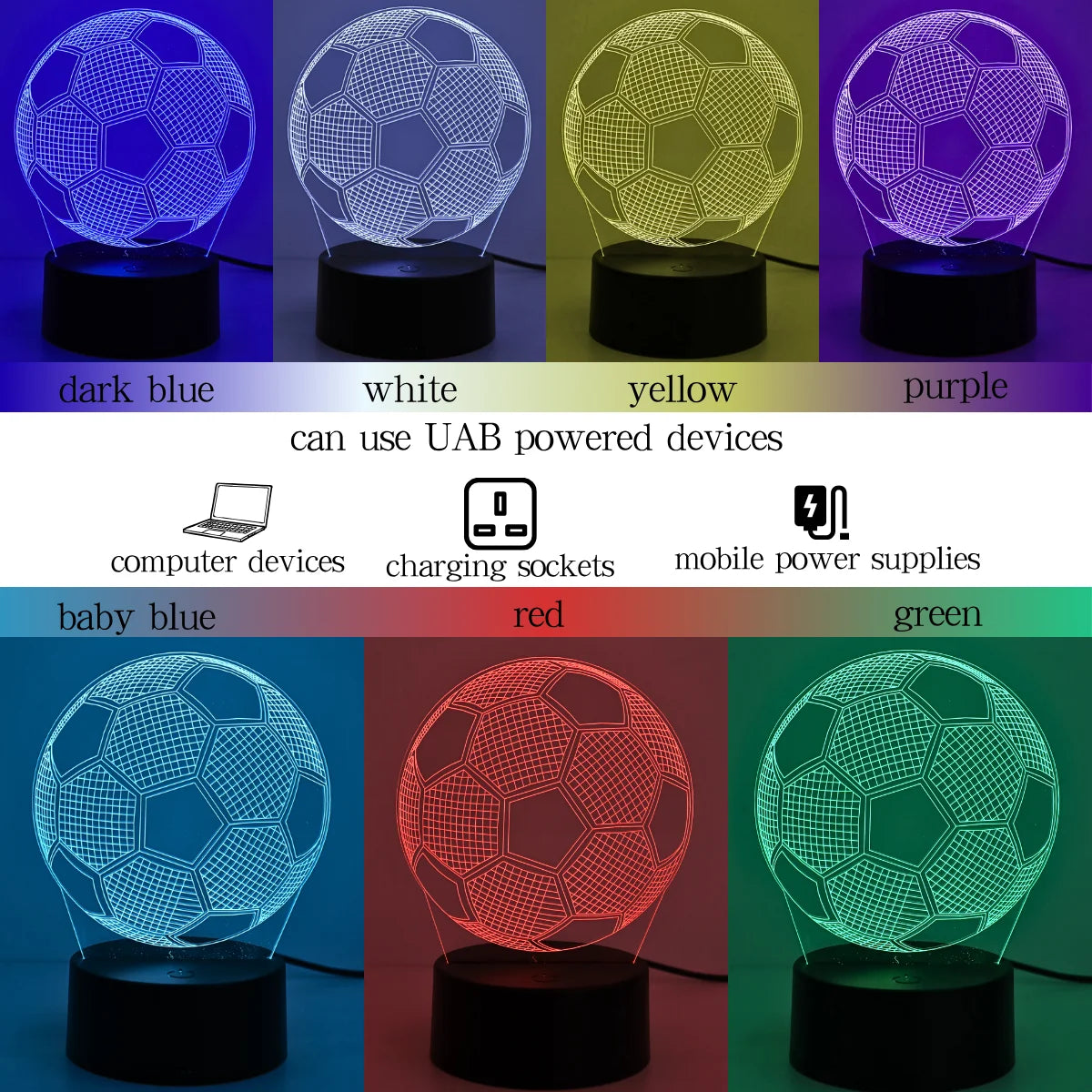 3D Football Night Light — USB-Powered Table Lamp for Sports Fans