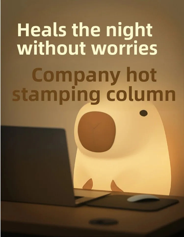 Capybara Night Light — Soft Silicone Ambient Lamp for Cozy Home Spaces