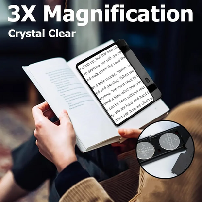 Full-Page LED Reading Magnifier — 3X Lightweight Magnifying Sheet for Comfortable Reading