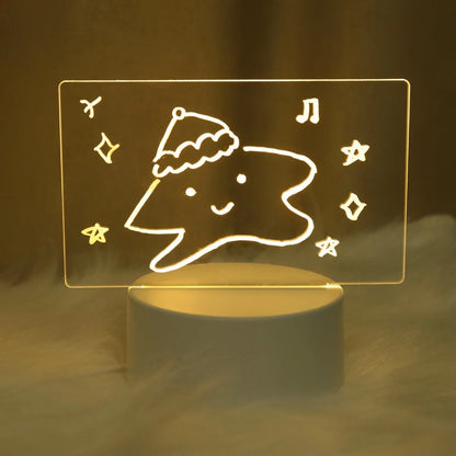 Acrylic LED Message Board Night Light – Erasable Writing Panel & Creative Bedside Lamp