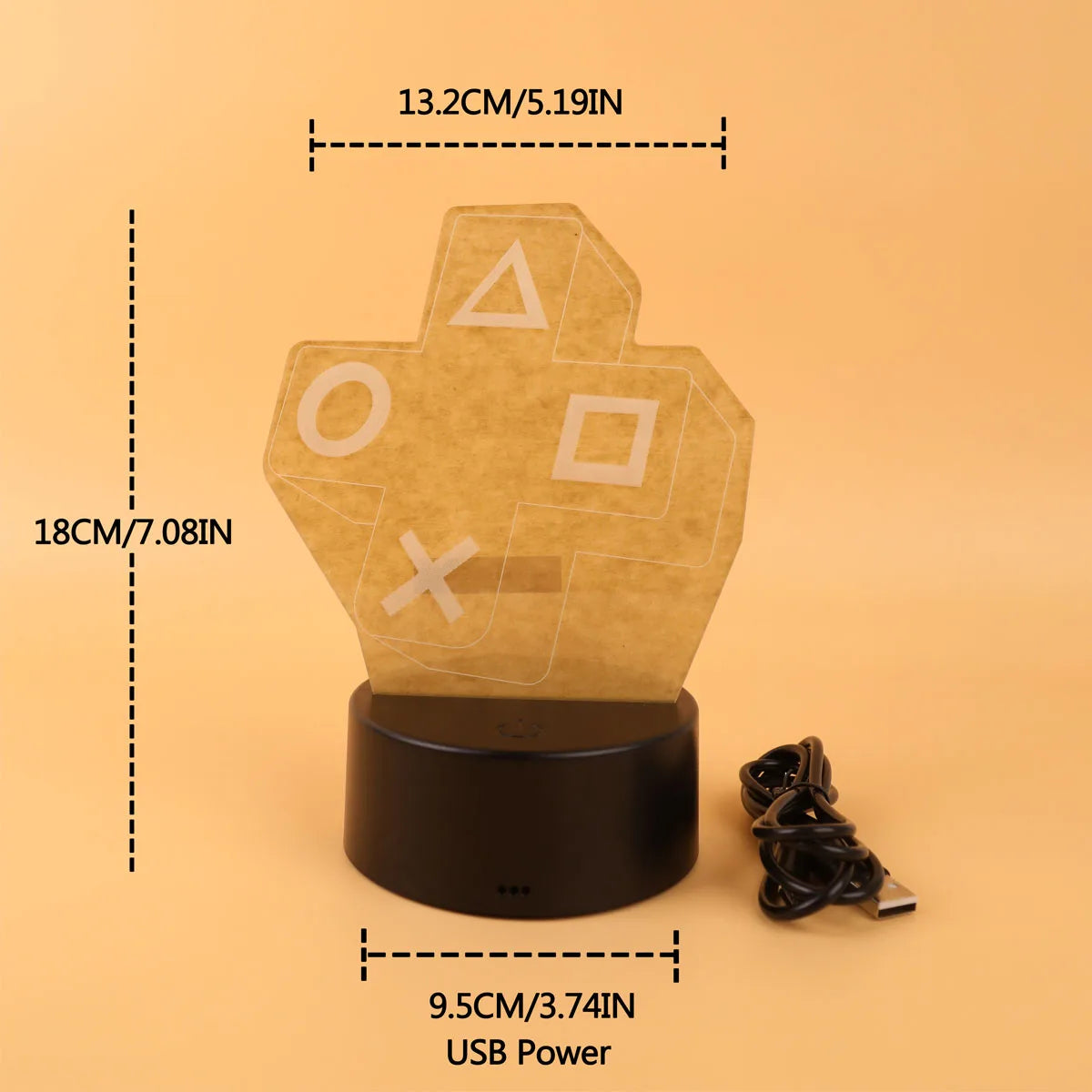 Gaming Cross Button 3D Night Light — Color-Changing LED Atmosphere Lamp