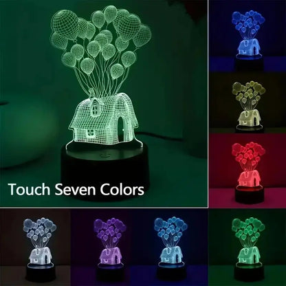 Balloon House 3D Night Light — Color-Changing LED Lamp for Cozy Bedrooms