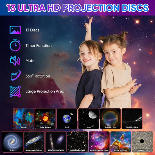 Galaxy Star Projector Night Light — 13-in-1 HD Planetarium Experience