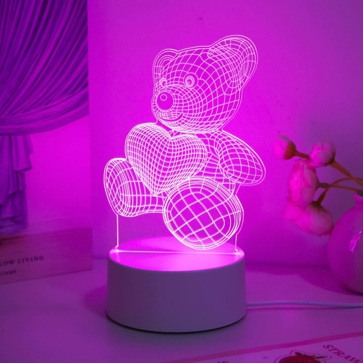 3D Bear Night Light — Cozy USB LED Lamp for Bedrooms, Décor & Gift Giving