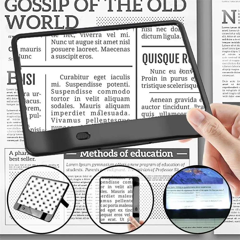 Full-Page LED Reading Magnifier — 3X Lightweight Magnifying Sheet for Comfortable Reading