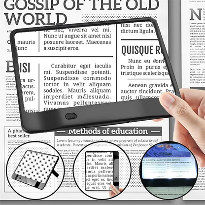 Full-Page LED Reading Magnifier — 3X Lightweight Magnifying Sheet for Comfortable Reading