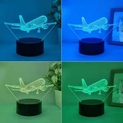 3D Aircraft Night Light — USB Table Lamp for Aviation Enthusiasts