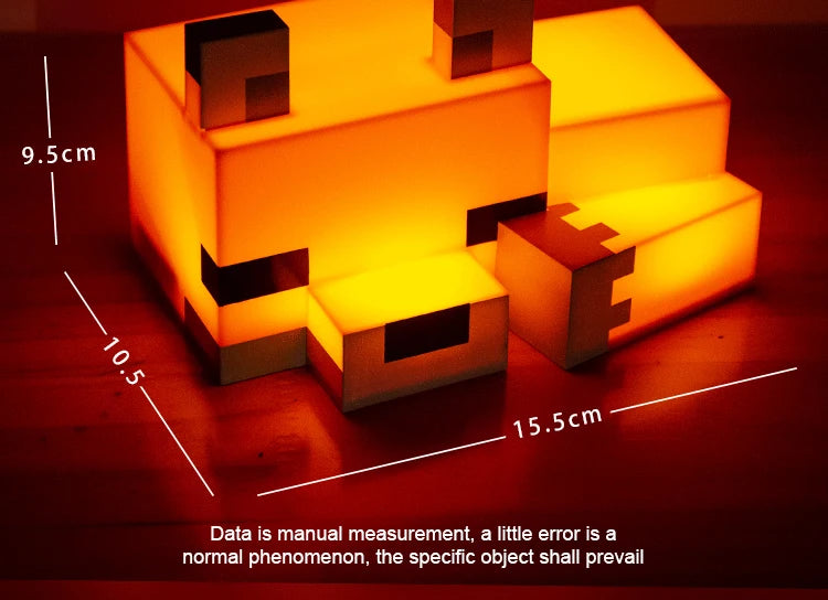 Pixel Fox Night Light — Soft Orange Glow LED Lamp for Gaming Rooms & Cozy Bedrooms