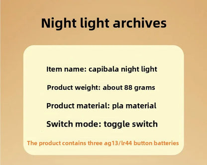 Capybara Night Light — Soft Silicone Ambient Lamp for Cozy Home Spaces