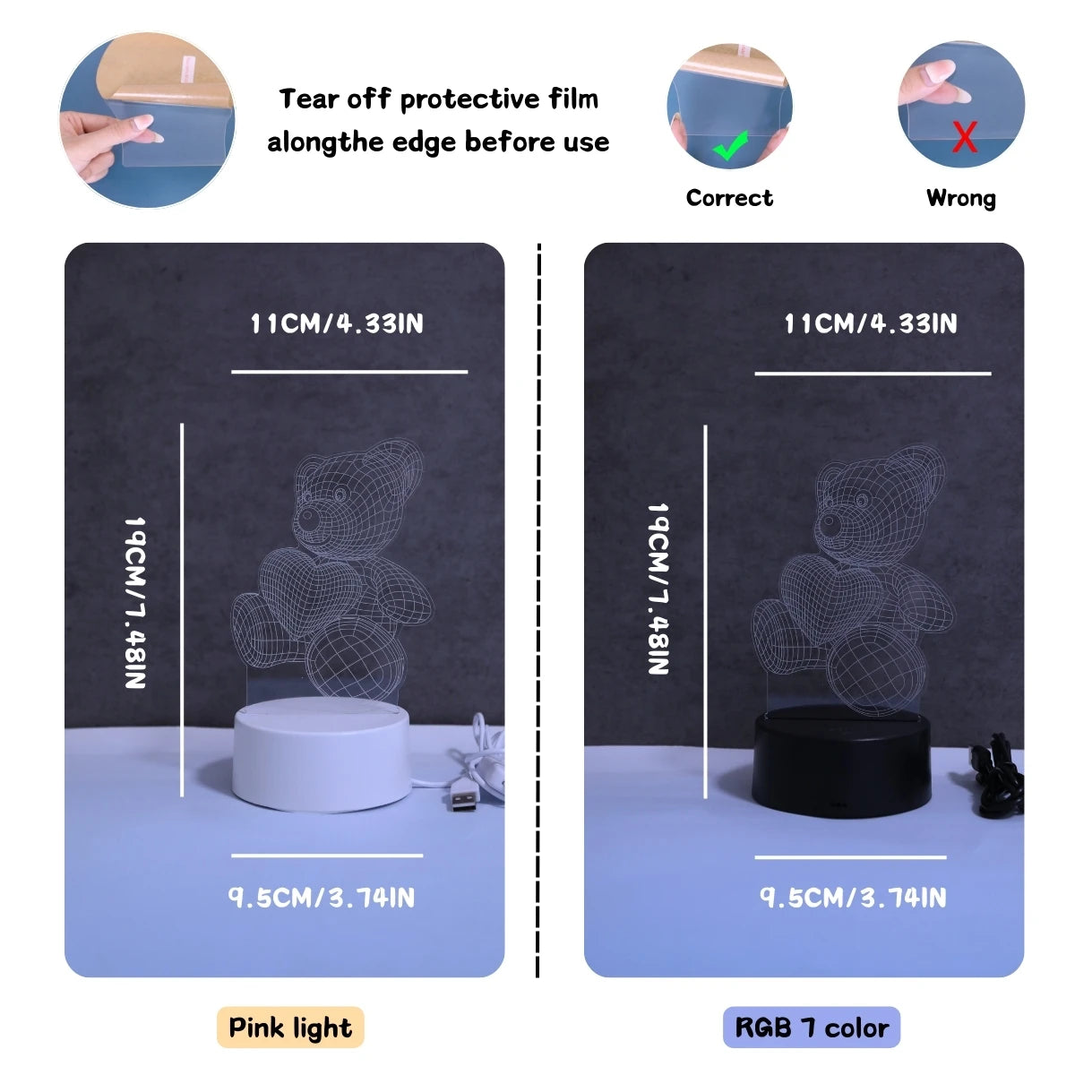 3D Bear Night Light — Cozy USB LED Lamp for Bedrooms, Décor & Gift Giving