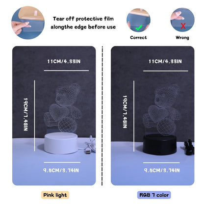 3D Bear Night Light — Cozy USB LED Lamp for Bedrooms, Décor & Gift Giving