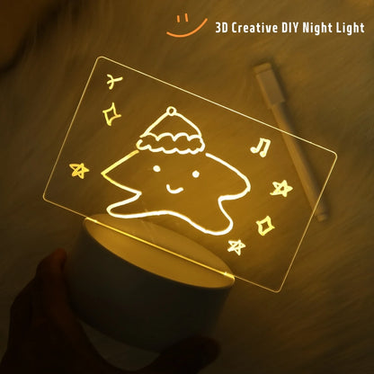 Acrylic LED Message Board Night Light – Erasable Writing Panel & Creative Bedside Lamp