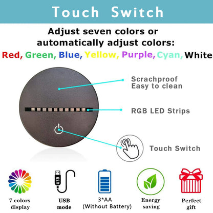 Gaming Cross Button 3D Night Light — Color-Changing LED Atmosphere Lamp