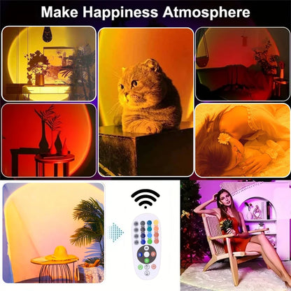 USB Sunset Projection Lamp — Ambient Night Light for Home & Relaxation