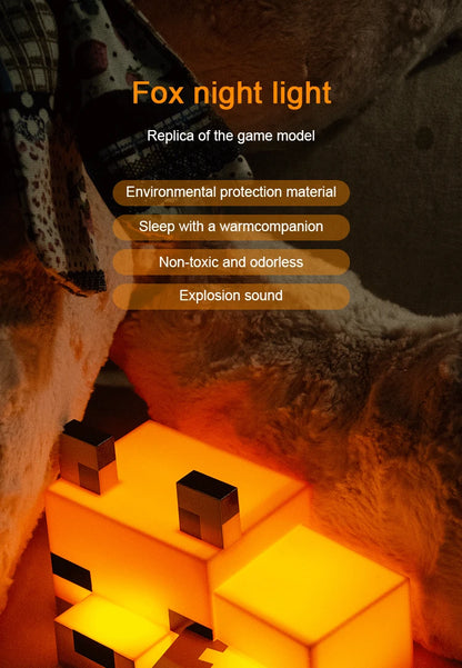 Pixel Fox Night Light — Soft Orange Glow LED Lamp for Gaming Rooms & Cozy Bedrooms