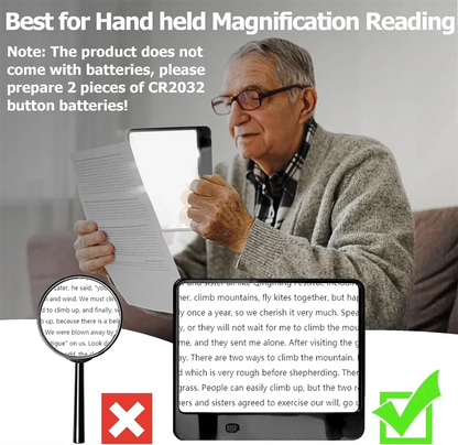 Full-Page LED Reading Magnifier — 3X Lightweight Magnifying Sheet for Comfortable Reading