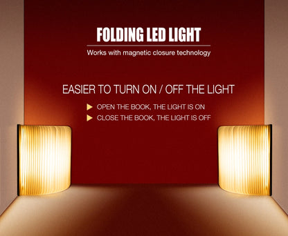 LED Wooden Book Lamp — Foldable 3-Color Bedside Light for Kids & Home