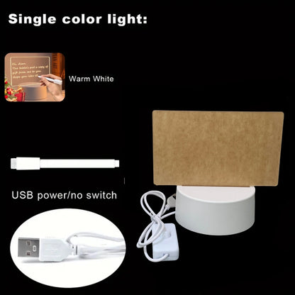 Acrylic LED Message Board Night Light – Erasable Writing Panel & Creative Bedside Lamp