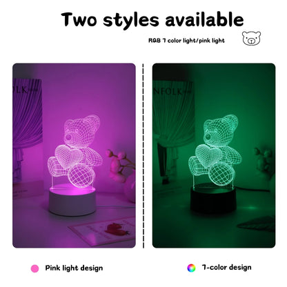 3D Bear Night Light — Cozy USB LED Lamp for Bedrooms, Décor & Gift Giving