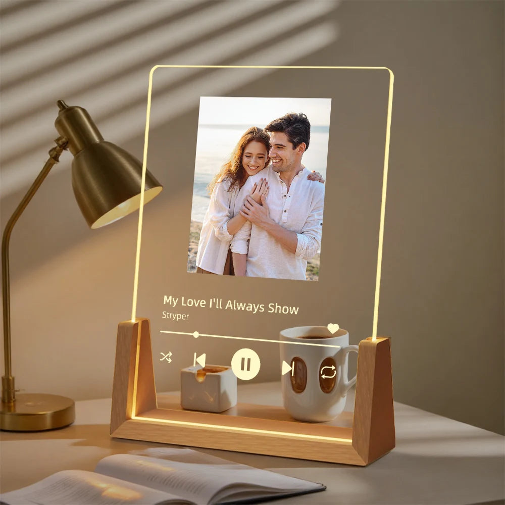 Personalized Photo Music Night Light — Custom Acrylic Lamp with Photo & Song