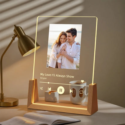 Personalized Photo Music Night Light — Custom Acrylic Lamp with Photo & Song