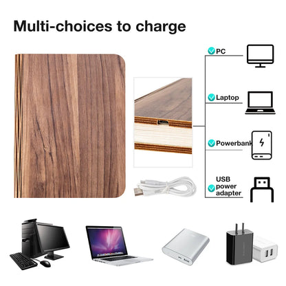 LED Wooden Book Lamp — Foldable 3-Color Bedside Light for Kids & Home