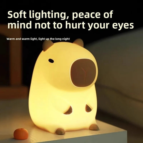 Capybara Night Light — Soft Silicone Ambient Lamp for Cozy Home Spaces