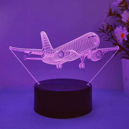 3D Aircraft Night Light — USB Table Lamp for Aviation Enthusiasts
