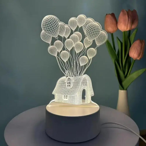 Balloon House 3D Night Light — Color-Changing LED Lamp for Cozy Bedrooms