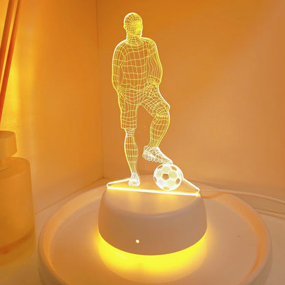 Football Player 3D Night Light — Minimal LED Lamp for Sports Fans & Cozy Spaces