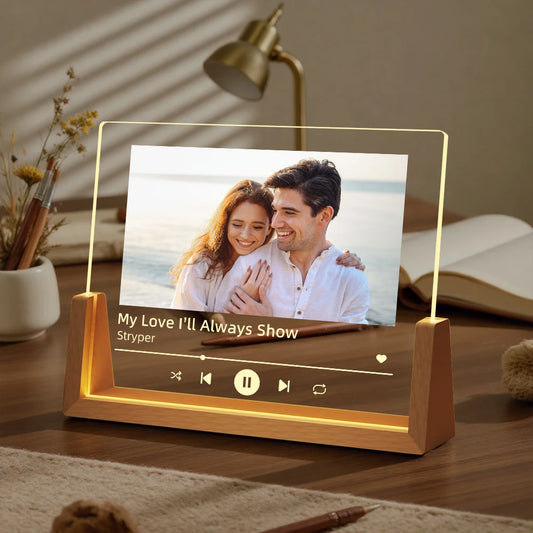 Personalized Photo Music Night Light — Custom Acrylic Lamp with Photo & Song