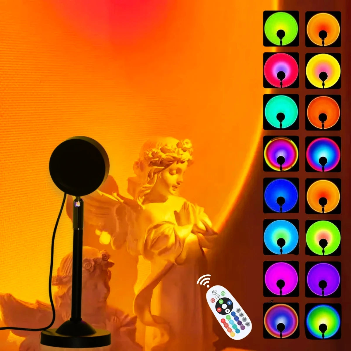 USB Sunset Projection Lamp — Ambient Night Light for Home & Relaxation