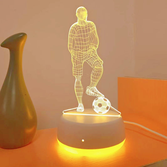 Football Player 3D Night Light — Minimal LED Lamp for Sports Fans & Cozy Spaces