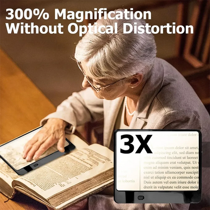 Full-Page LED Reading Magnifier — 3X Lightweight Magnifying Sheet for Comfortable Reading