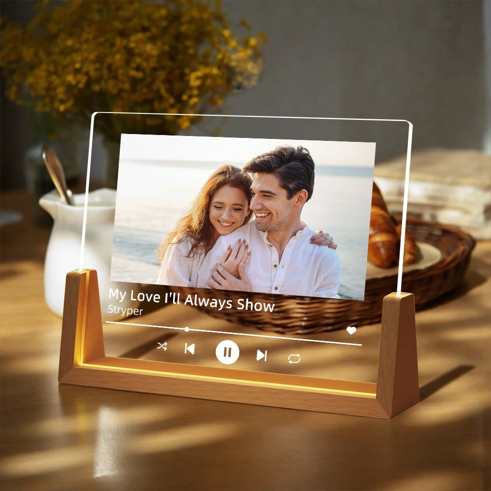 Personalized Photo Music Night Light — Custom Acrylic Lamp with Photo & Song