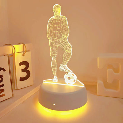 Football Player 3D Night Light — Minimal LED Lamp for Sports Fans & Cozy Spaces