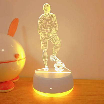 Football Player 3D Night Light — Minimal LED Lamp for Sports Fans & Cozy Spaces